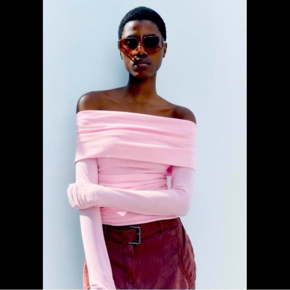 Zara pink off shoulder top NWT